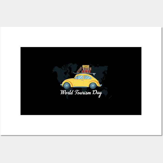 World Tourism Day - Packs Your Bag & Get Your Car For Travel Wall Art by mangobanana